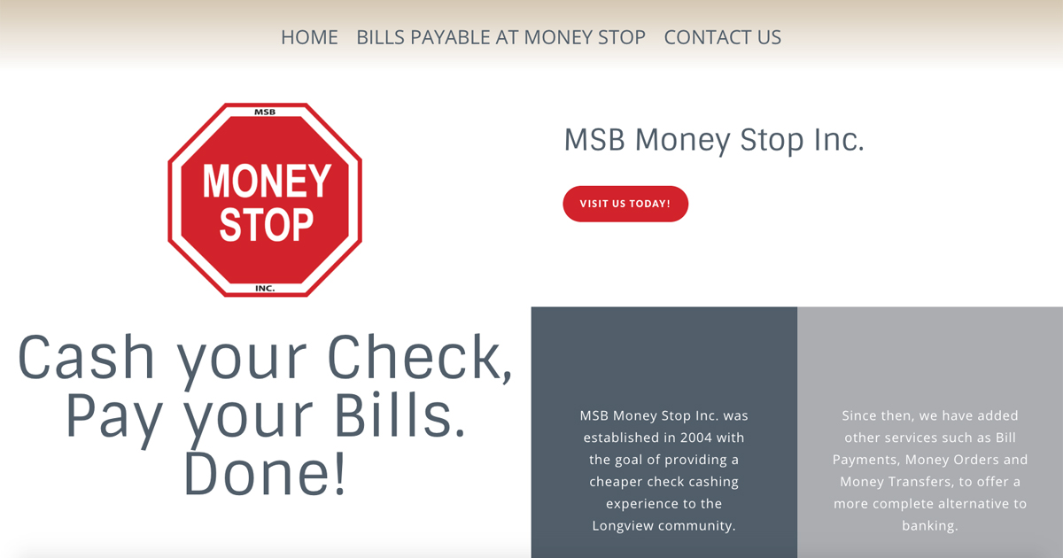 MSB Money Stop Inc. - Longview, TX